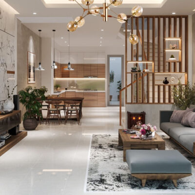 Phòng khách biệt thự hiện đại