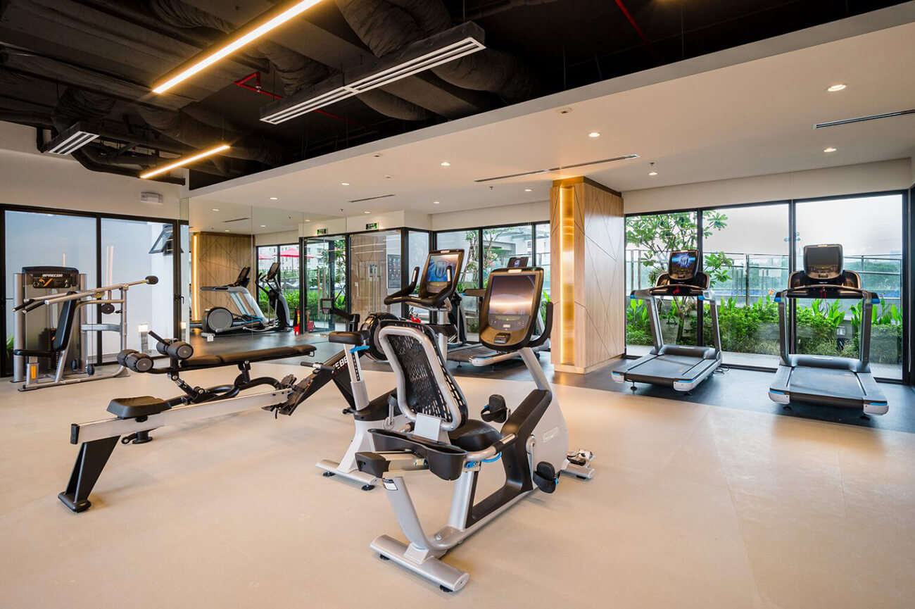 Phòng tập gym với đầy đủ thiết bị