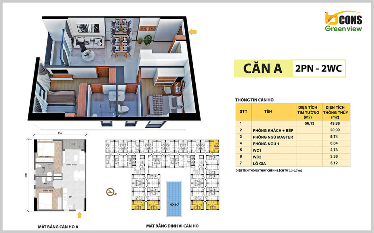 Mặt bằng căn 50m2